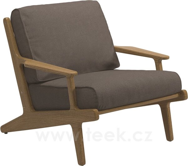 Gloster Teakové nízké křeslo Bay, Gloster, 86,5x93,5x72 cm, rám teak, výplet Batyline barva granite, sedáky kat. B barva dle vzorníku