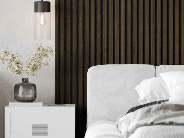 Mexen Lam-F, akustické stěnové lamely 275 × 30 cm, plstěný podklad 8 mm, technická dýha, eben královský, S105-275307-3015-020