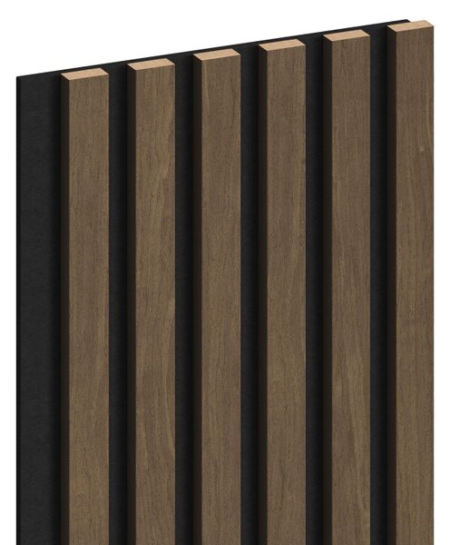Mexen Lam-F, akustické stěnové lamely 275 × 30 cm, plstěný podklad 8 mm, technická dýha, ořech kakaový, S105-275307-3015-018