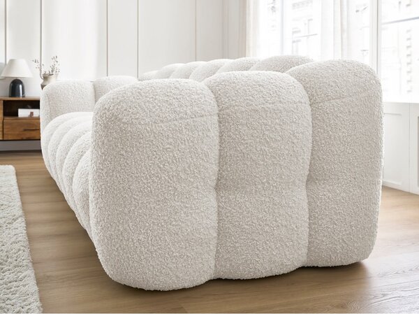 Bílá pohovka z textilie bouclé 232 cm Hippolyte – Bobochic Paris