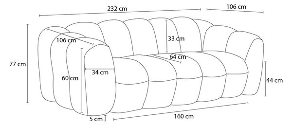 Béžová pohovka z textilie bouclé 232 cm Hippolyte – Bobochic Paris
