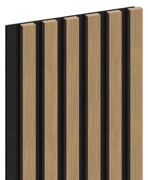 Mexen Lam-F, akustické stěnové lamely 275 × 30 cm, plstěný podklad 8 mm, technická dýha, ořech lněný, S105-275307-3015-015
