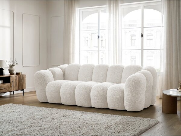 Bílá pohovka z textilie bouclé 232 cm Hippolyte – Bobochic Paris