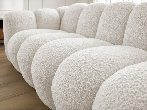 Bílá pohovka z textilie bouclé 232 cm Hippolyte – Bobochic Paris