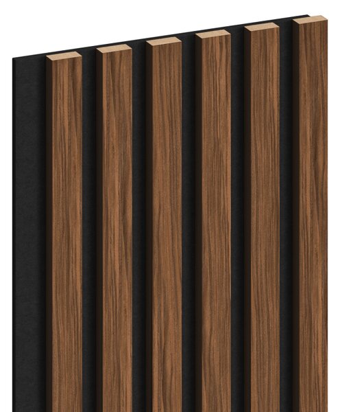 Mexen Lam-F, akustické stěnové lamely 275 × 30 cm, plstěný podklad 8 mm, technická dýha, mahagon rubínový, S105-275307-3015-013