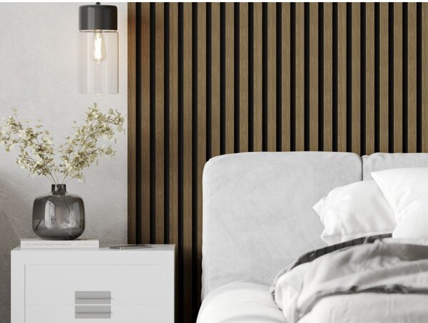 Mexen Lam-F, akustické stěnové lamely 275 × 30 cm, plstěný podklad 8 mm, technická dýha, ořech přírodní, S105-275307-3015-016