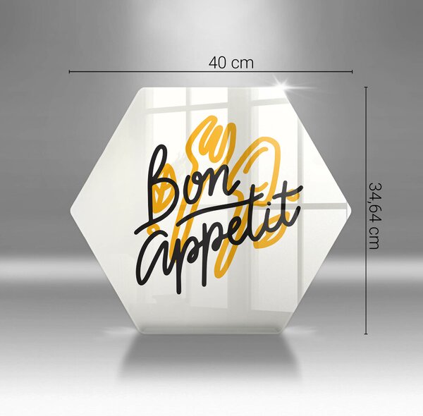 Skleněná deska do kuchyně Bon appetit nápis