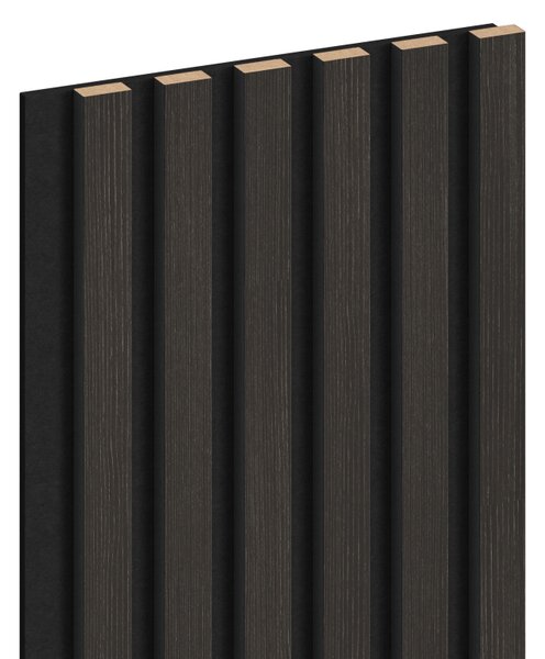 Mexen Lam-F, akustické stěnové lamely 275 × 30 cm, plstěný podklad 8 mm, technická dýha, ořech stříbřitý, S105-275307-3015-009