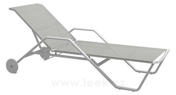 Gloster Polohovací lehátko stohovatelné s kolečky a područkami 180, Gloster, 206x80x98 cm, rám hliník barva meteor, výplet Batyline barva anthracite, hliníkové područky