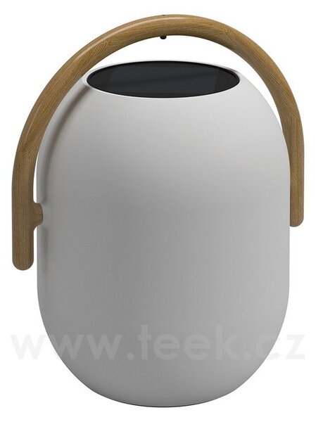 Gloster Venkovní solární LED lampa Ambient Cocoon, Gloster, 31x40x46 cm, polypropylen, madlo teak, vč. dálkového ovládání a nabíjecího kabelu