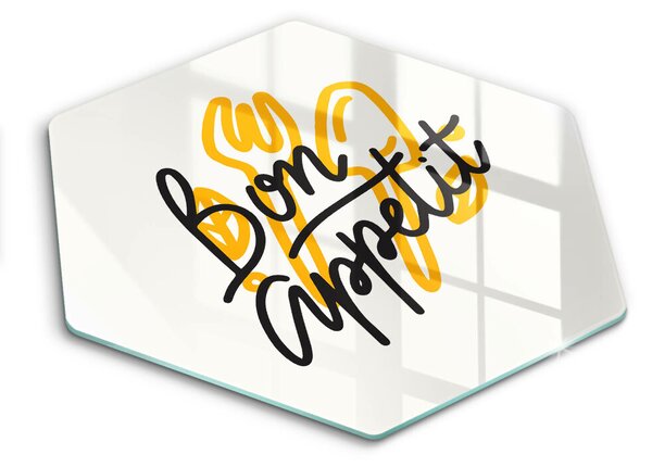 Skleněná deska do kuchyně Bon appetit nápis