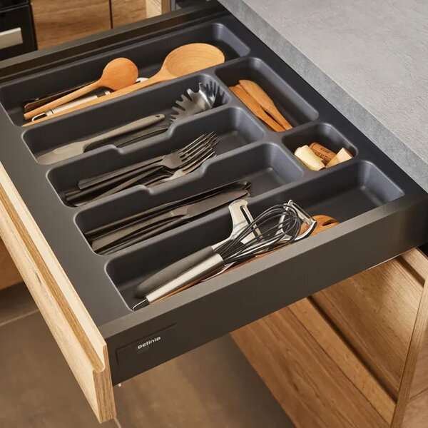 ADEO Vložka / příborník do 60cm šuplíku - CUTLERY šedý plast 50 x 46 cm