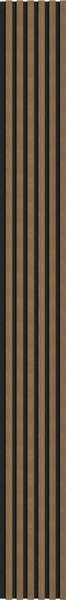 Mexen Lam-F, akustické stěnové lamely 275 × 30 cm, plstěný podklad 8 mm, technická dýha, ořech přírodní, S105-275307-3015-016