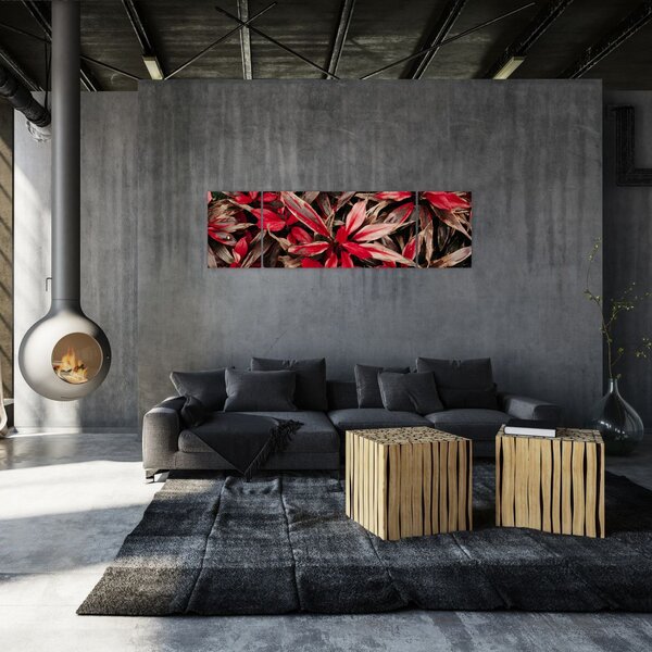 Obraz červených okvětních lístků (170x50 cm)
