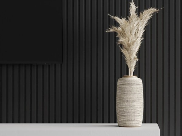 Mexen Lam-F, akustické stěnové lamely 275 × 31,5 cm, filc 6 mm, černá lesklá, S105-275317-2812-055