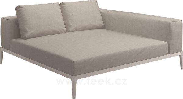 Gloster Postelový díl 2-místný pravostranný/levostranný s područkou Grid, Gloster, 180x180x85 cm, rám hliník barva meteor, sedáky kat. B barva dle vzorníku