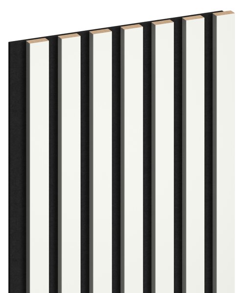 Mexen Lam-F, akustické stěnové lamely 275 × 31,5 cm, filc 6 mm, bílá lesklá, S105-275317-2812-054