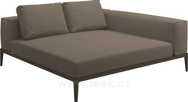 Gloster Postelový díl 2-místný pravostranný/levostranný s područkou Grid, Gloster, 180x180x85 cm, rám hliník barva meteor, sedáky kat. B barva dle vzorníku