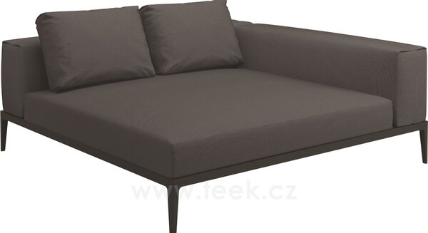 Gloster Postelový díl 2-místný pravostranný/levostranný s područkou Grid, Gloster, 180x180x85 cm, rám hliník barva meteor, sedáky kat. B barva dle vzorníku