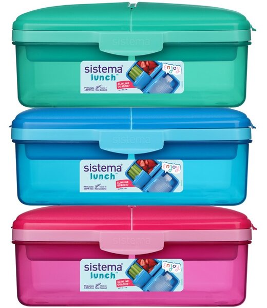 SISTEMA Krabička na svačinu/oběd s přihrádkami i lahvičkou, 1,5l - mix barev Barva krabiček SISTEMA: Zelená