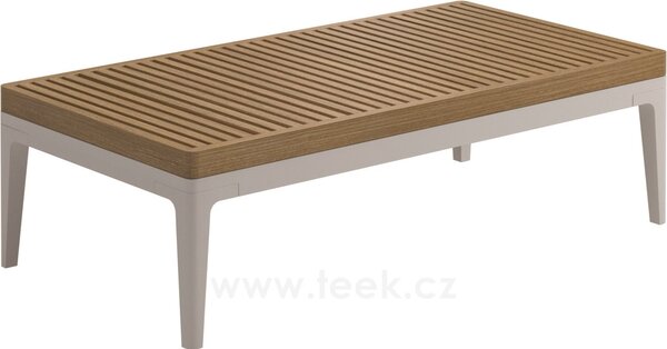 Gloster Hliníkový konferenční stolek Grid, Gloster, obdélníkový 103x50x30 cm, rám hliník barva meteor, deska teak