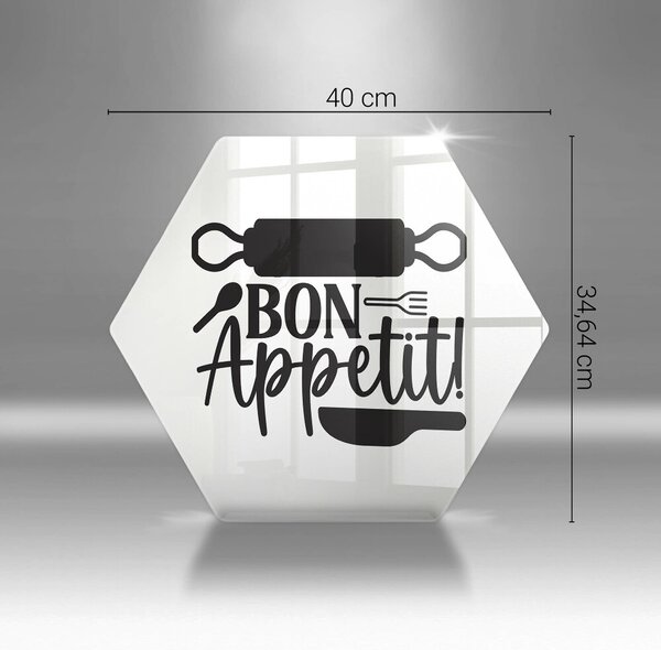 Skleněná deska do kuchyně Bon appetit nápis