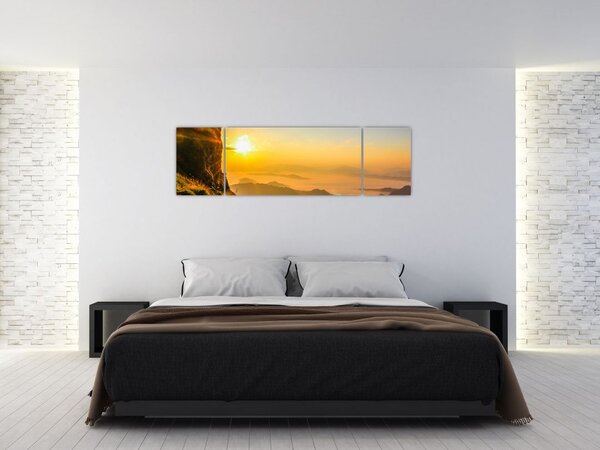 Obraz údolí v ranní mlze (170x50 cm)