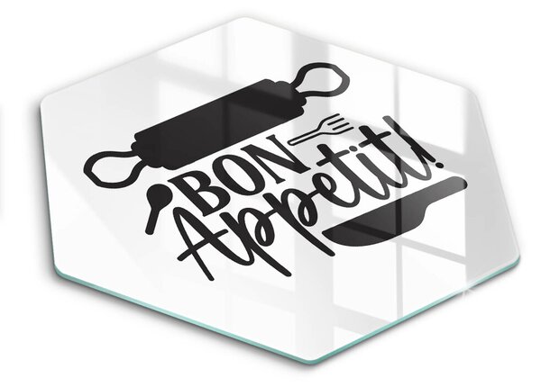 Skleněná deska do kuchyně Bon appetit nápis