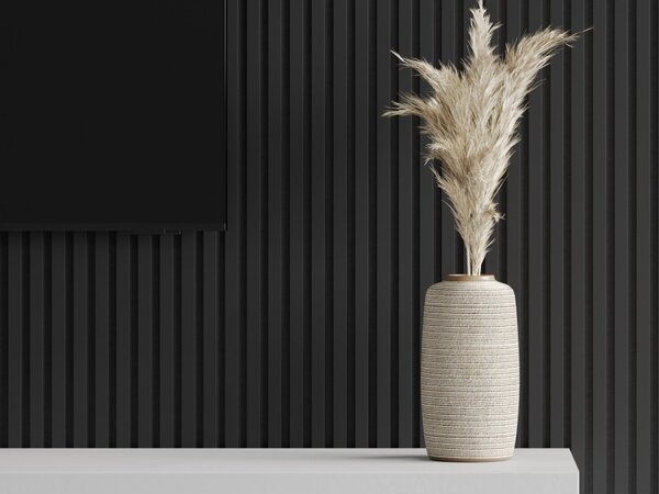 Mexen Lam-F, akustické stěnové lamely 275 × 31,5 cm, filc 6 mm, černá matná, S105-275317-2812-053
