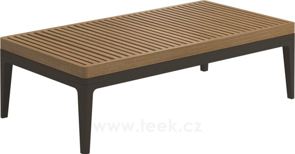 Gloster Hliníkový konferenční stolek Grid, Gloster, obdélníkový 103x50x30 cm, rám hliník barva meteor, deska teak