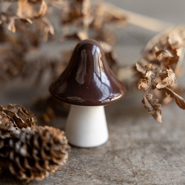 Podzimní dekorace Houba Bosten Brown 6 cm