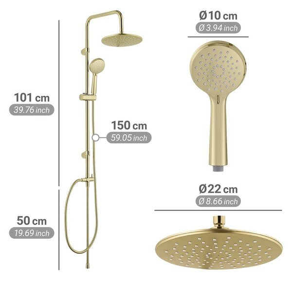 Sprchový set z nerezové oceli v matně zlaté barvě 101 cm Young Line – Wenko