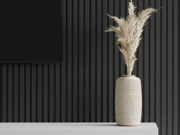 Mexen Lam-F, akustické stěnové lamely 275 × 31,5 cm, filc 6 mm, len černý, S105-275317-2812-069