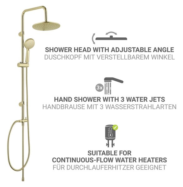 Sprchový set z nerezové oceli v matně zlaté barvě 101 cm Young Line – Wenko