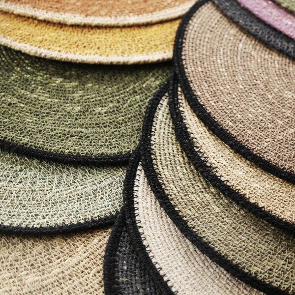 Prostírání Seagrass Black Rim – set 2 ks Přírodní