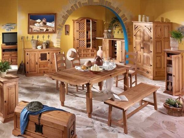 SOB Nábytek - Dřevěná lavice masiv 160 cm Hacienda dřevo borovice - HAC-014-NEW