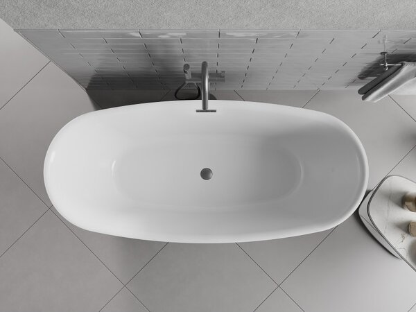 Mexen Luvo Slim, volně stojící vana 170 × 75 cm, bílá-černá, grafitový přepad, 52801707575-66