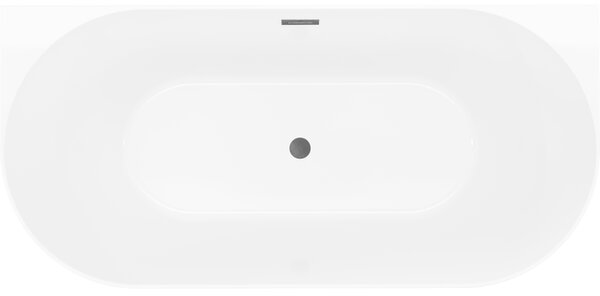 Mexen Oval Slim, volně stojící vana ke stěně, 170 x 80 cm, bílá-šedá, broušený grafit přepad, 52661708062-66