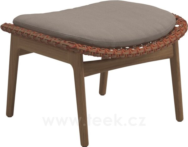 Gloster Podnožka Kay, Gloster, 67,5x57x39,5 cm, rám teak, výplet umělý ratan barva Brindle, sedák venkovní látka kat. B barva dle vzorníku