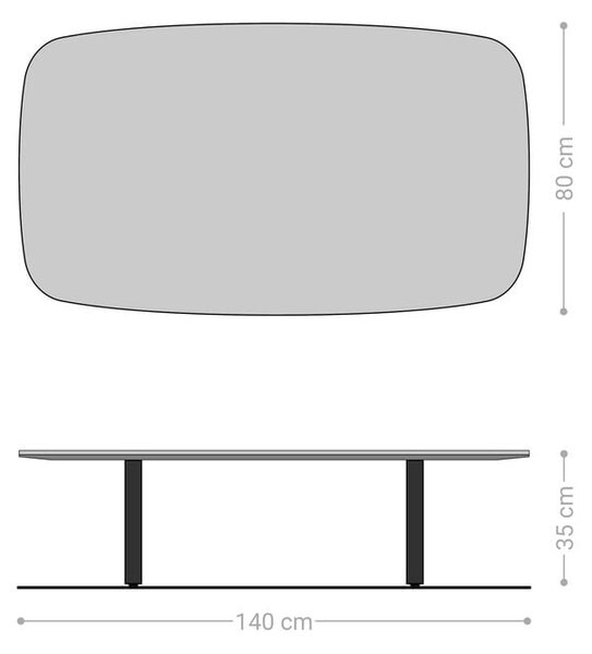 DELIFE Konferenční stolek Edge oválný tvar 140×80 cm keramika beton šedá Lumia akryl