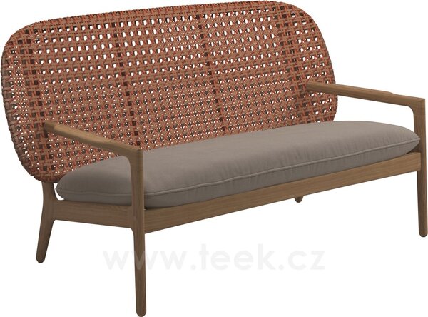 Gloster Venkovní pohovka/sofa Kay, Gloster, 156,5x84,5x83,5 cm, rám teak, výplet umělý ratan barva Brindle, sedák venkovní látka kat. B barva dle vzorníku
