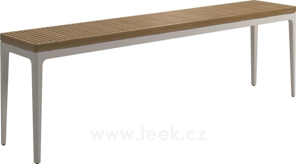 Gloster Hliníkový konzolový stolek Grid, Gloster, obdélníkový 206x40x63 cm, rám hliník barva meteor, deska teak
