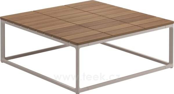 Gloster Konferenční stolek Maya, Gloster, čtvercový 75x75x28 cm, rám hliník barva meteor, deska teak