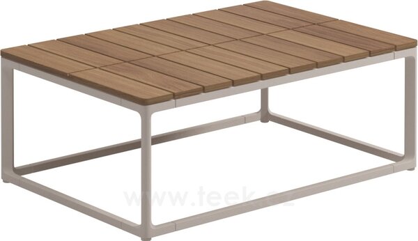 Gloster Konferenční stolek Maya, Gloster, obdélníkový 75x50x28 cm, rám hliník barva meteor, deska teak