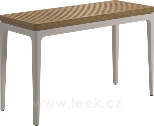 Gloster Hliníkový konzolový stolek Grid, Gloster, obdélníkový 103x40x63 cm, rám hliník barva white, deska teak
