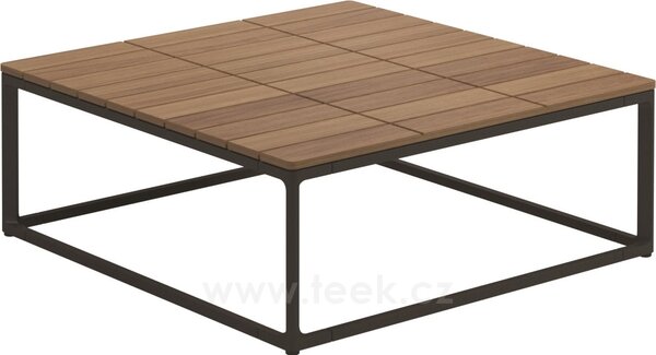 Gloster Konferenční stolek Maya, Gloster, čtvercový 75x75x28 cm, rám hliník barva meteor, deska teak
