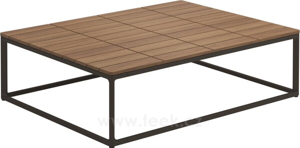 Gloster Konferenční stolek Maya, Gloster, obdélníkový 100x75x28 cm, rám hliník barva meteor, deska teak