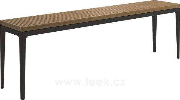 Gloster Hliníkový konzolový stolek Grid, Gloster, obdélníkový 206x40x63 cm, rám hliník barva meteor, deska teak