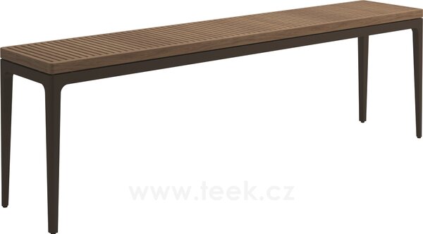 Gloster Hliníkový konzolový stolek Grid, Gloster, obdélníkový 206x40x63 cm, rám hliník barva meteor, deska teak
