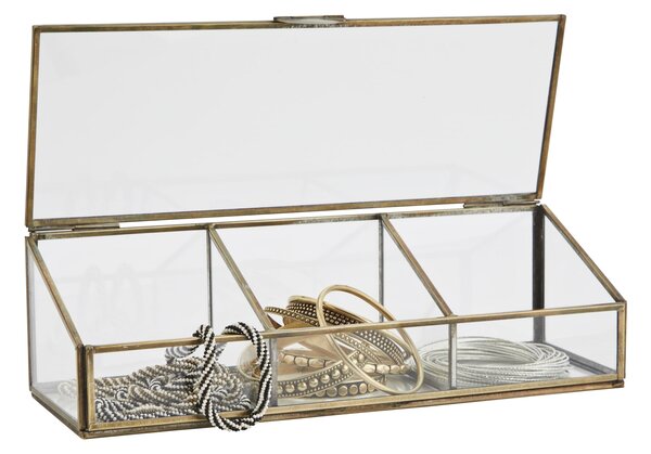 Skleněná krabička s přihrádkami Antique Brass
